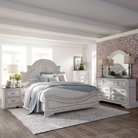 King Panel Bed, Dresser & Mirror, Chest, Night Stand