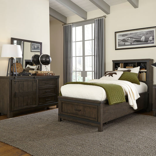 Twin Bookcase Bed, Dresser & Mirror