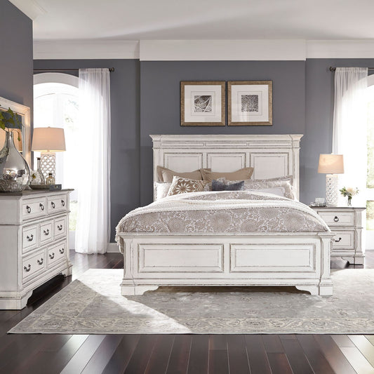 Queen Panel Bed, Dresser & Mirror, Night Stand