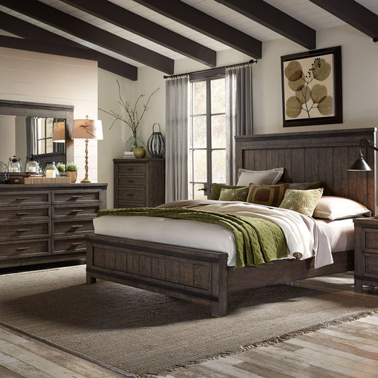 Queen Panel Bed, Dresser & Mirror