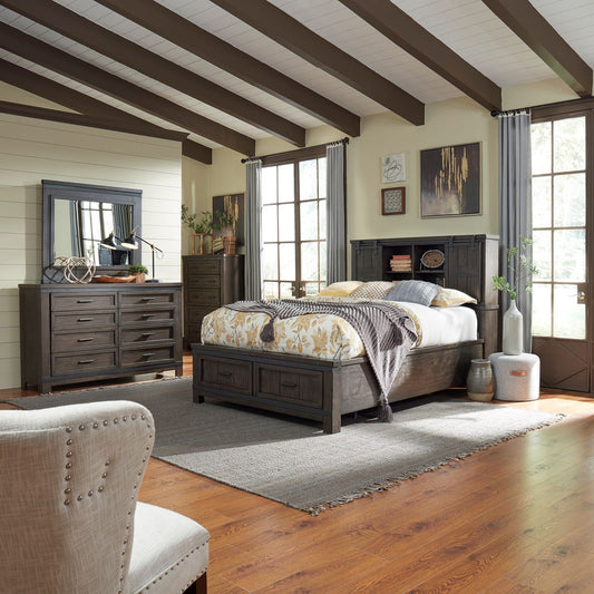 King Bookcase Bed, Dresser & Mirror, Chest