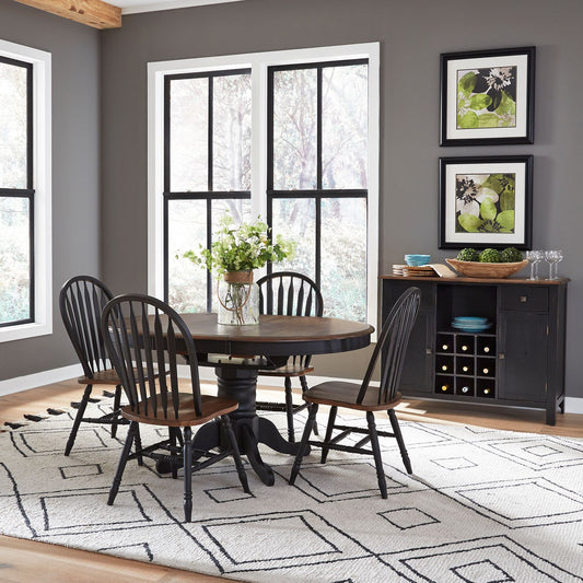 5 Piece Pedestal Table Set- Black