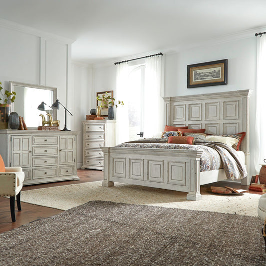 King California Panel Bed, Dresser & Mirror, Chest