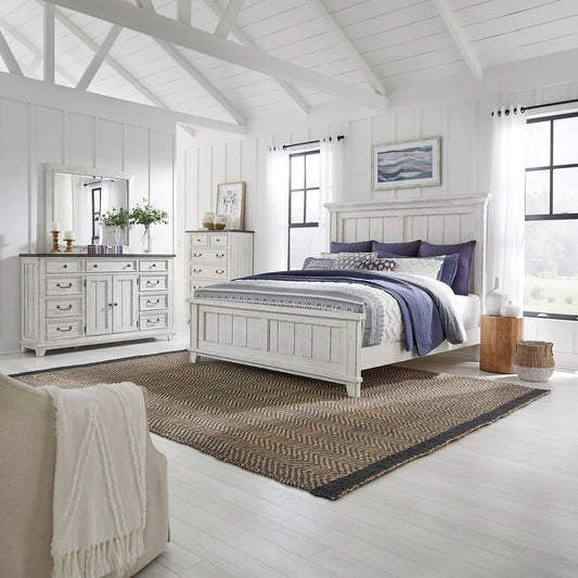 Queen Panel Bed, Dresser & Mirror, Chest