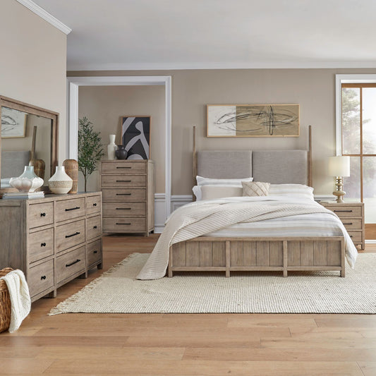 King Poster Bed, Dresser & Mirror, Chest, Night Stand