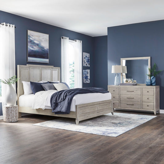 King California Panel Bed, Dresser & Mirror
