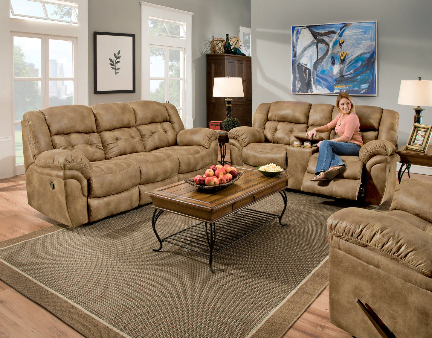 129 Frontier Reclining Sofa - Almond