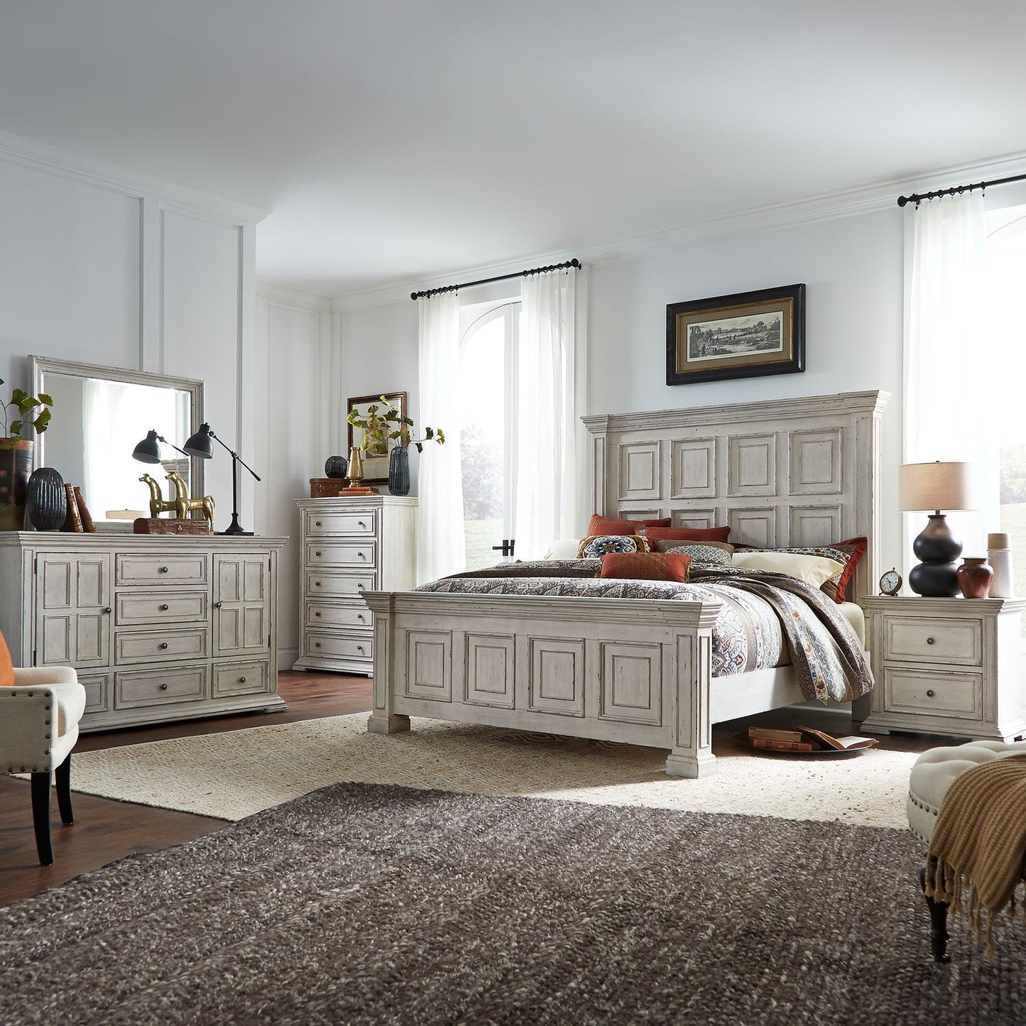 Queen Panel Bed, Dresser & Mirror, Chest, Night Stand