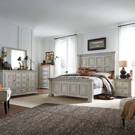 King Panel Bed, Dresser & Mirror, Chest, Night Stand