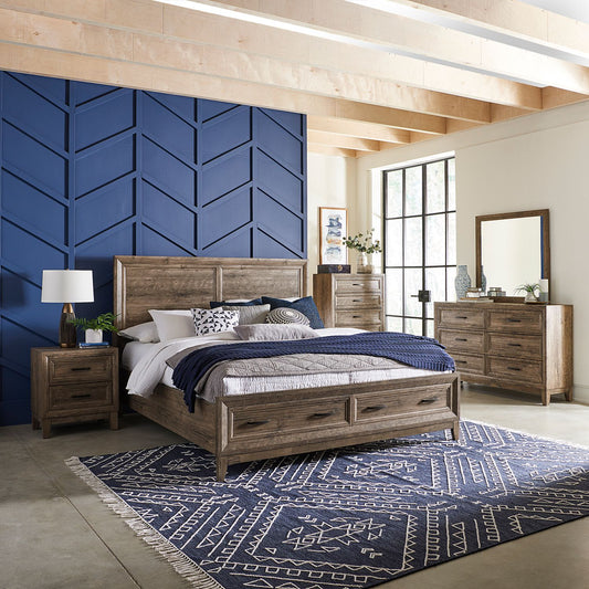 King Storage Bed, Dresser & Mirror, Chest, Night Stand