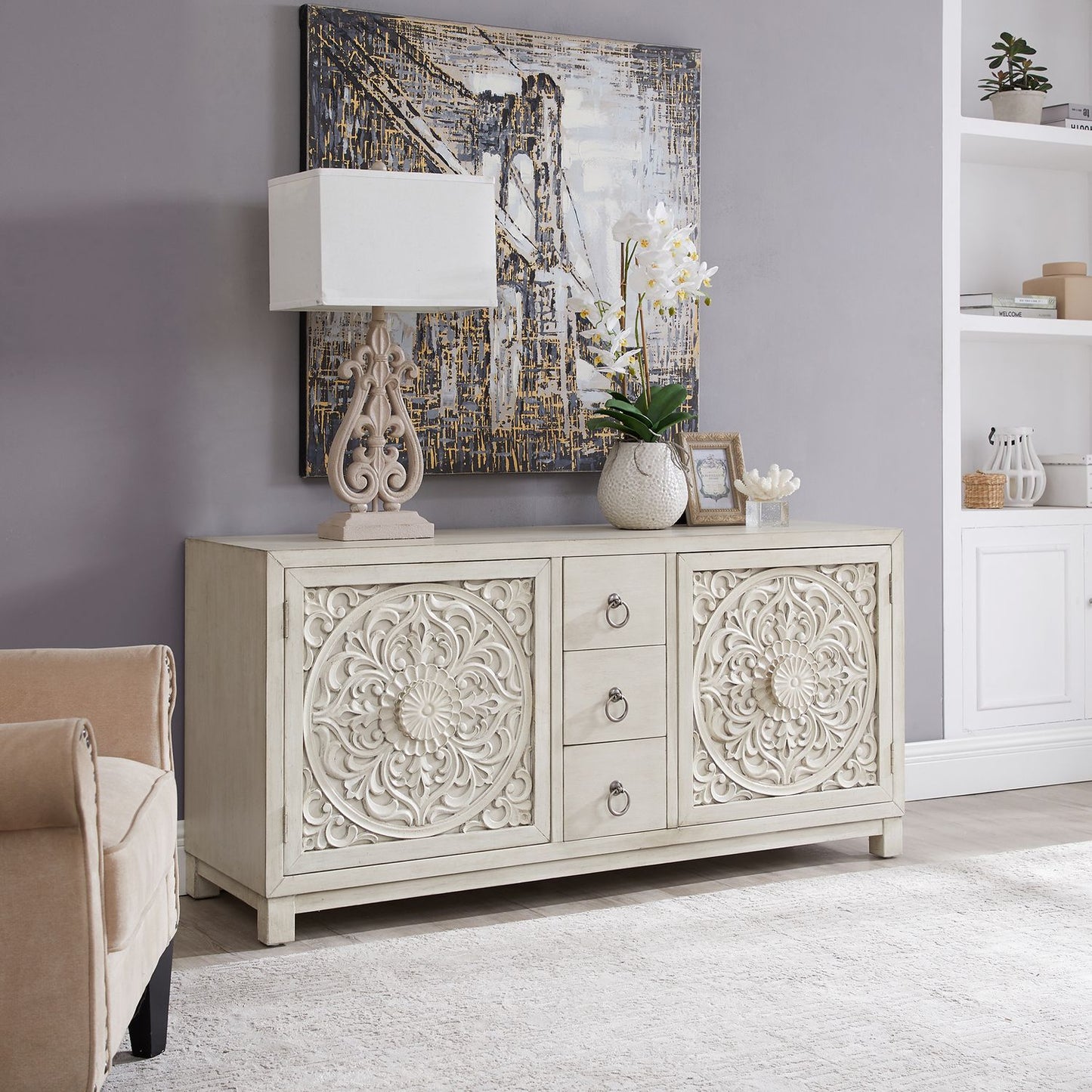 2 Door 3 Drawer Accent Cabinet