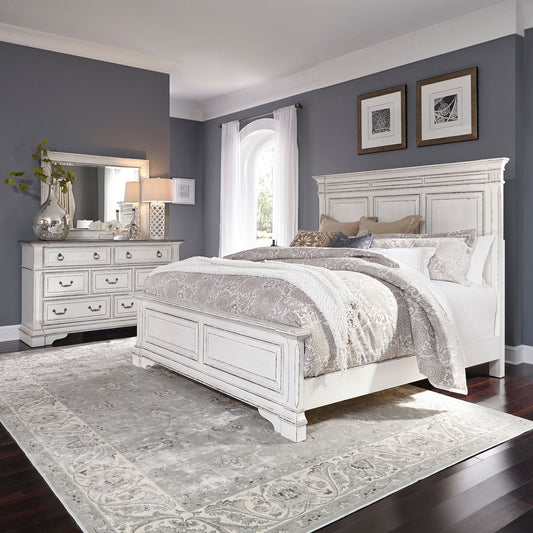 King Panel Bed, Dresser & Mirror