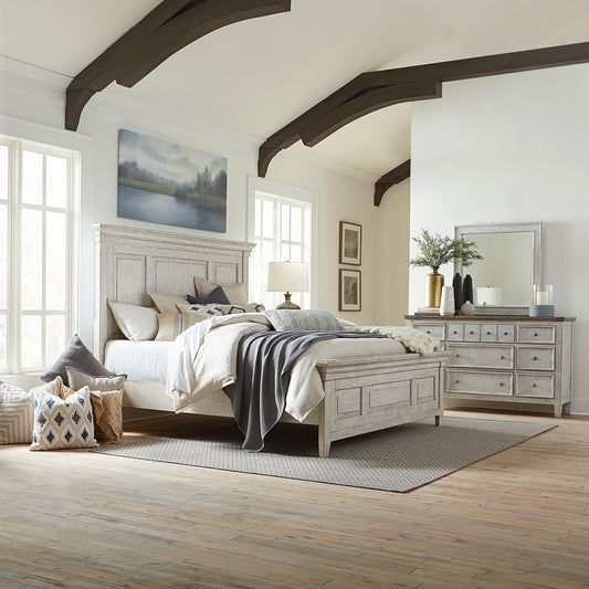 King Panel Bed, Dresser & Mirror