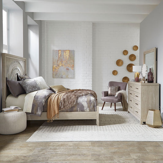 Queen Panel Bed, Dresser & Mirror