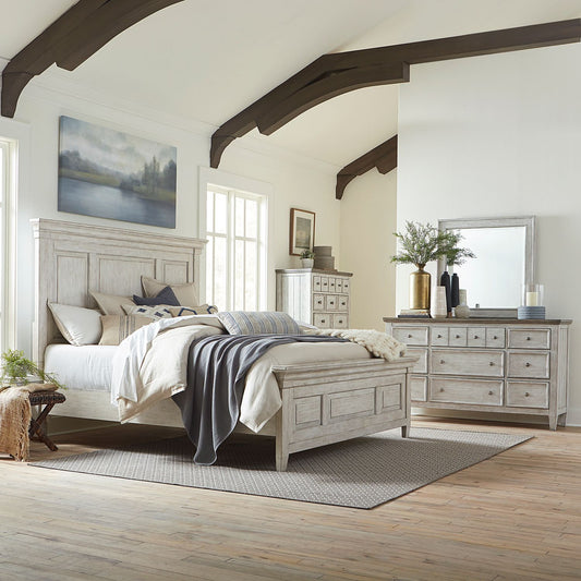 Queen Panel Bed, Dresser & Mirror, Chest