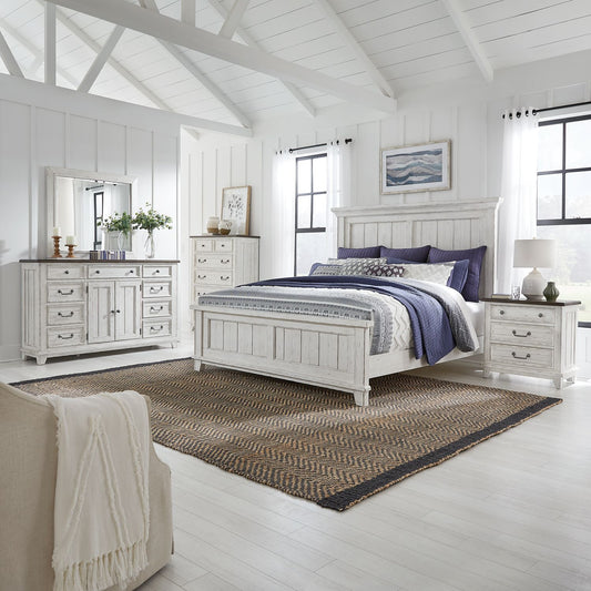 King Panel Bed, Dresser & Mirror, Chest, Night Stand