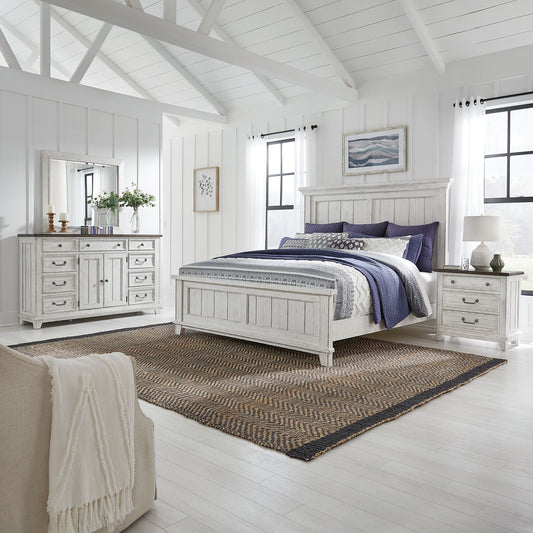 Queen Panel Bed, Dresser & Mirror, Night Stand
