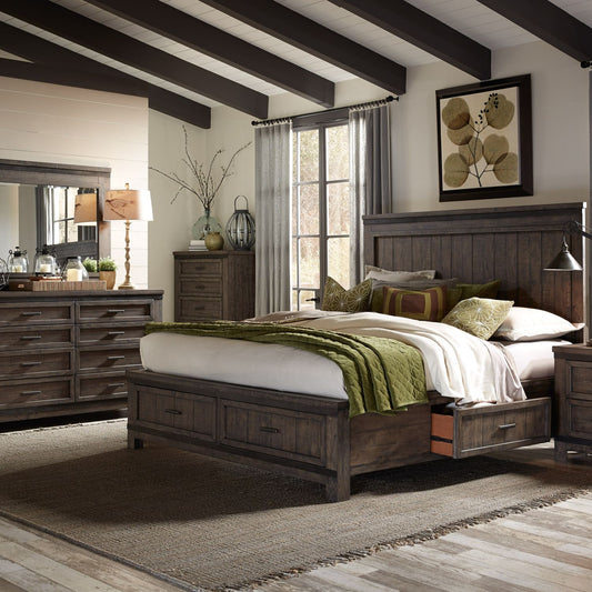 Queen Two Sided Storage Bed, Dresser & Mirror