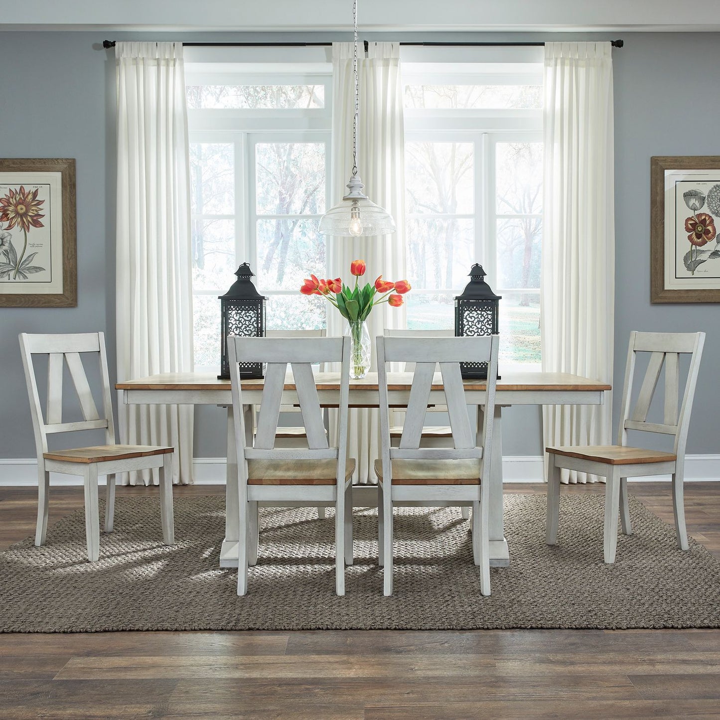 7 Piece Trestle Table Set