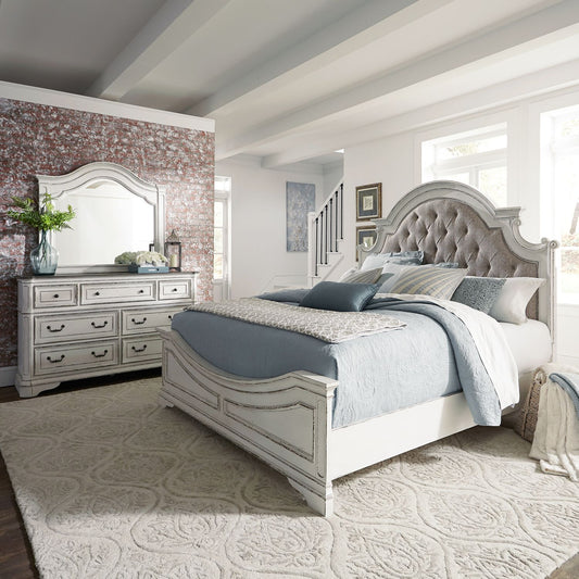 Queen Uph Bed, Dresser & Mirror