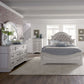 King California Upholstered Bed, Dresser & Mirror, Chest