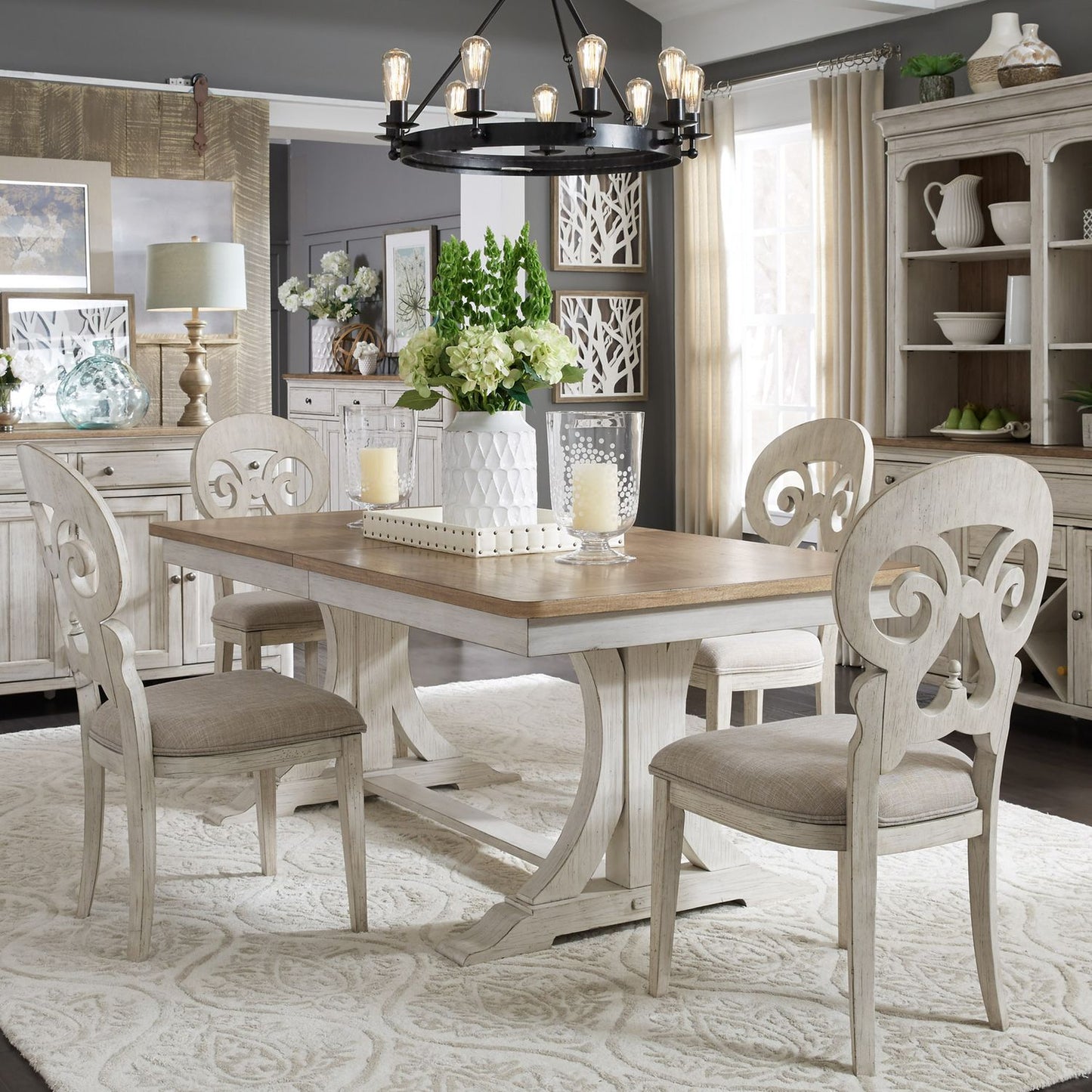 7 Piece Trestle Table Set