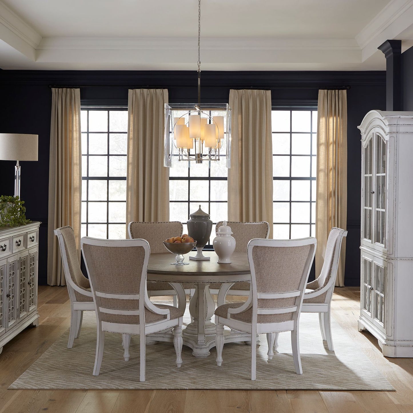 7 Piece Round Ped Table Set