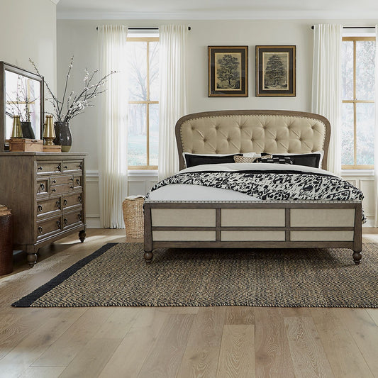 Queen Shelter Bed, Dresser & Mirror