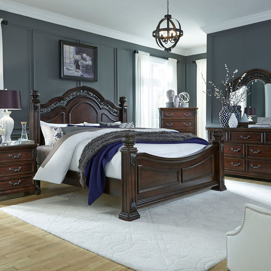 Queen Poster Bed, Dresser & Mirror, Night Stand