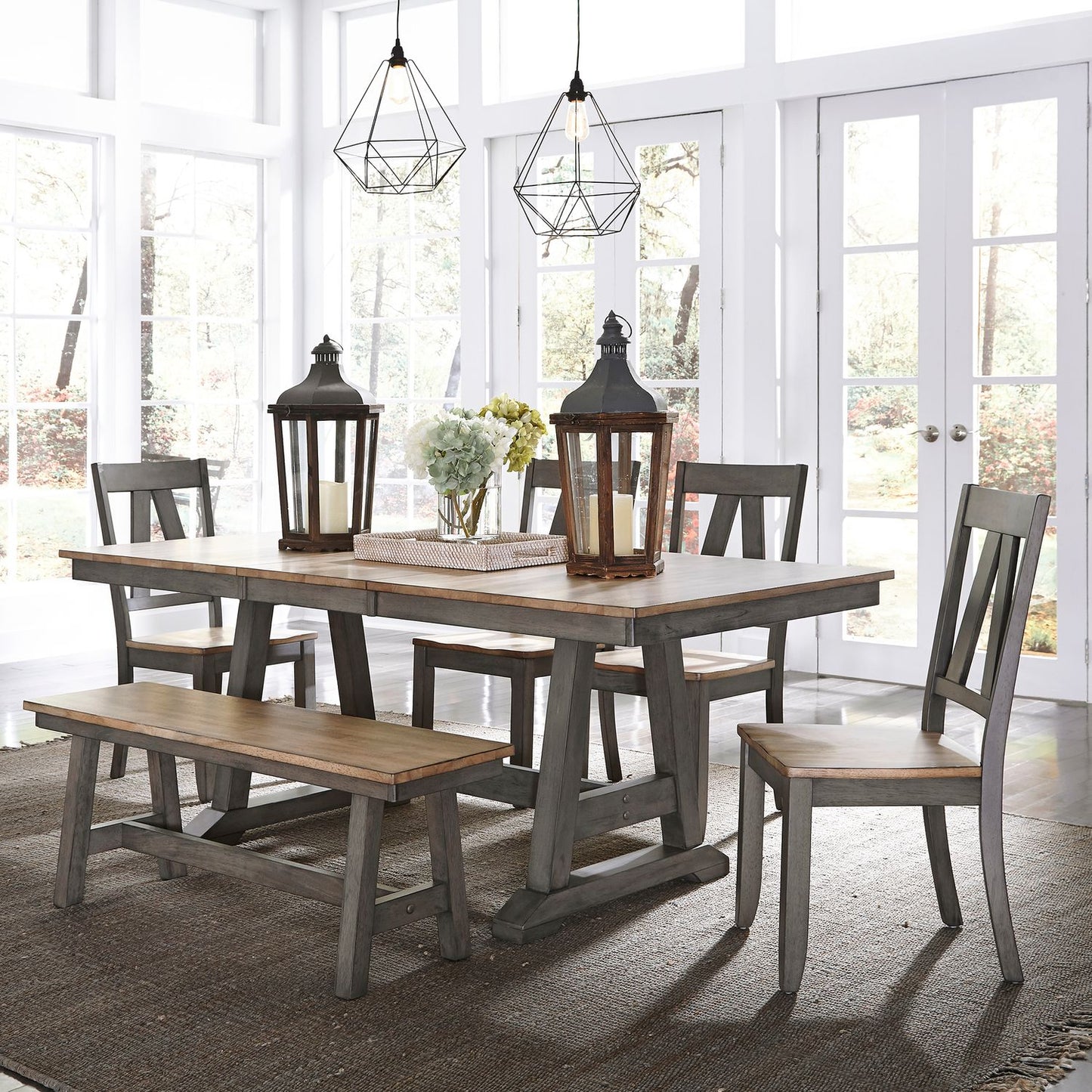 6 Piece Trestle Table Set