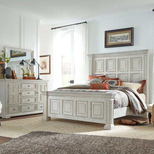 Queen Panel Bed, Dresser & Mirror