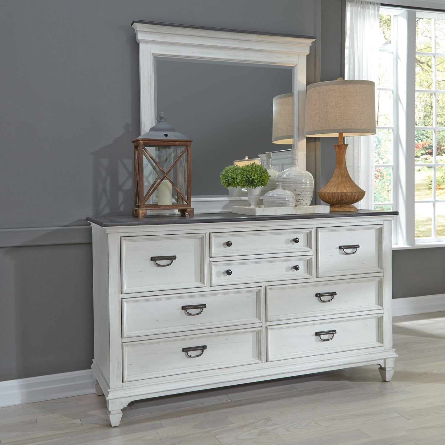 King Panel Bed, Dresser & Mirror, Chest, Night Stand