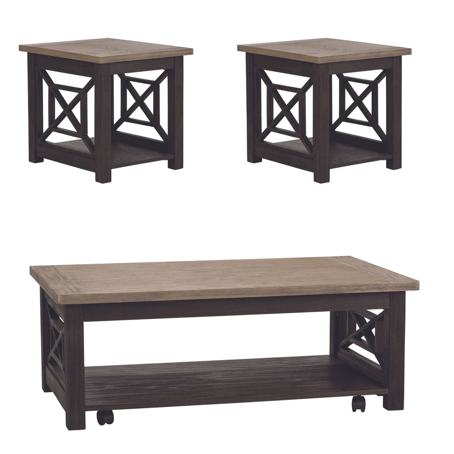3 Piece Set (1-Cocktail 2-End Tables)