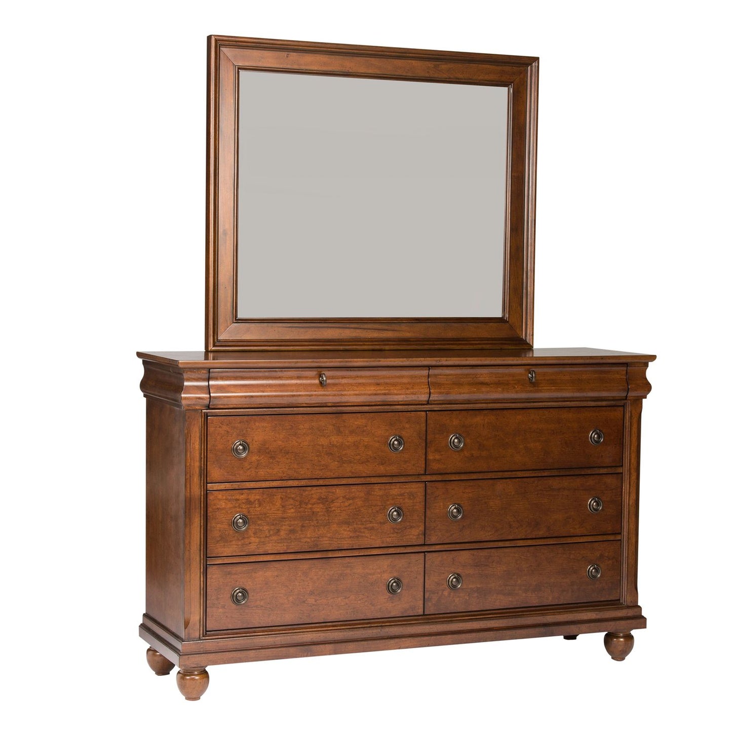 Queen Sleigh Bed, Dresser & Mirror, Night Stand