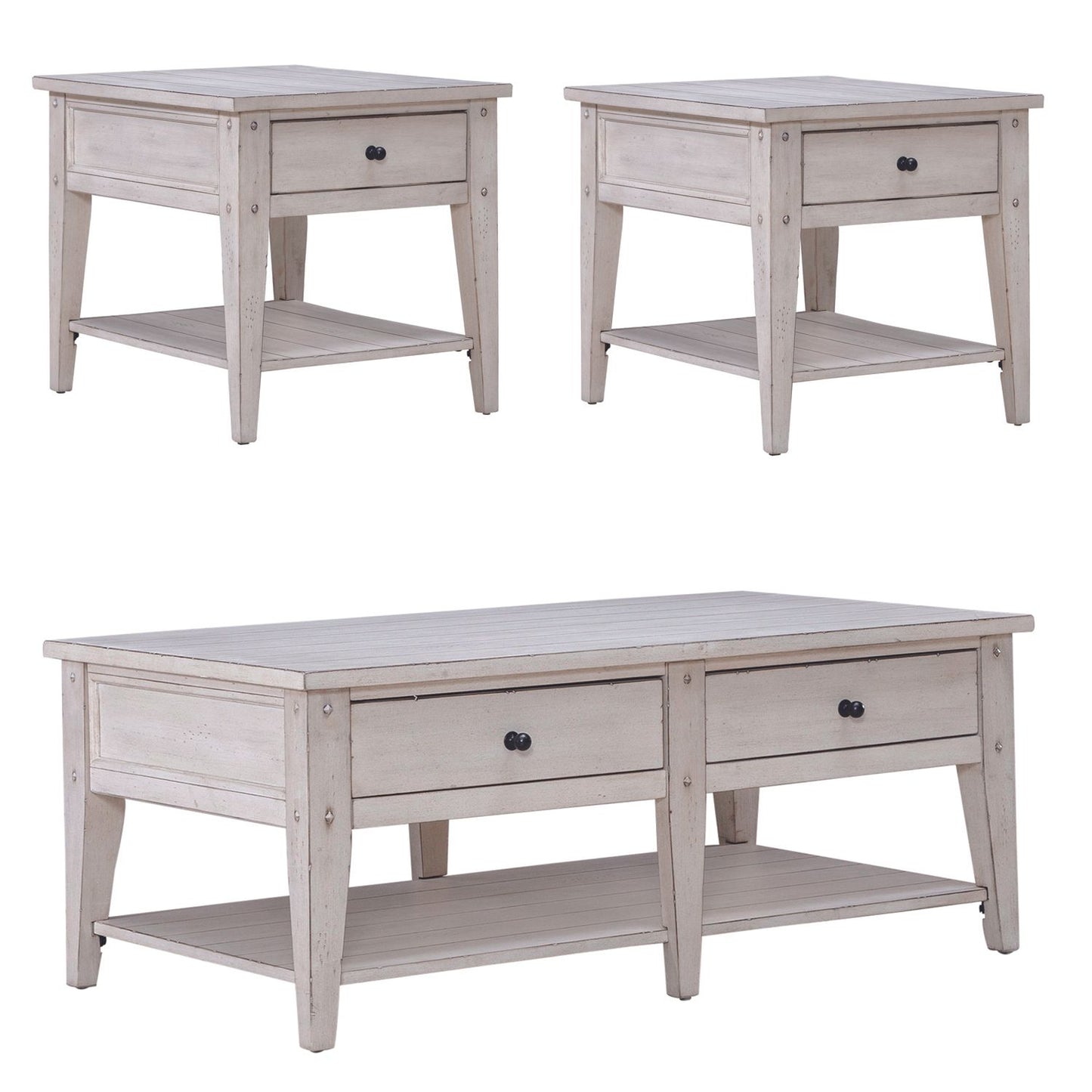 3 Piece Set (1-Cocktail 2-End Tables)