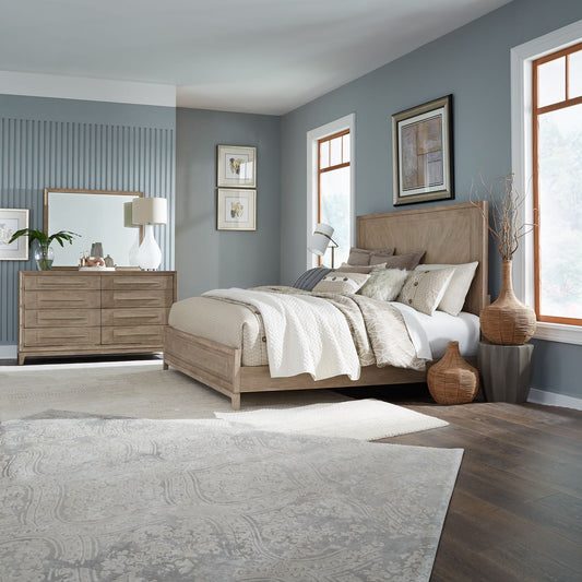 Queen Panel Bed, Dresser & Mirror