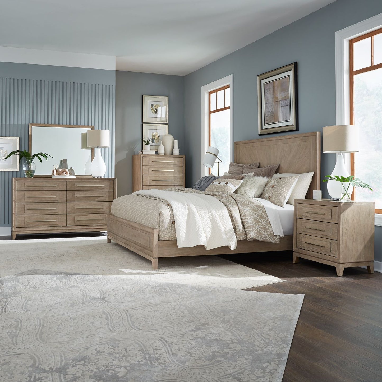 Queen Panel Bed, Dresser & Mirror, Chest, Night Stand