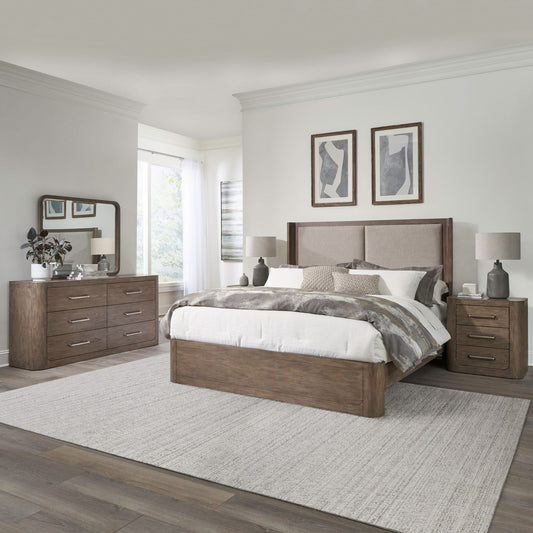 Queen Shelter Bed, Dresser & Mirror, Night Stand