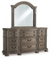 Ardenfield King Upholstered Sleigh Bed with Mirrored Dresser, Chest and Nightstand