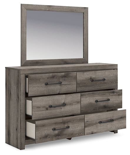 Graystorm Twin Panel Bed with Mirrored Dresser and Nightstand