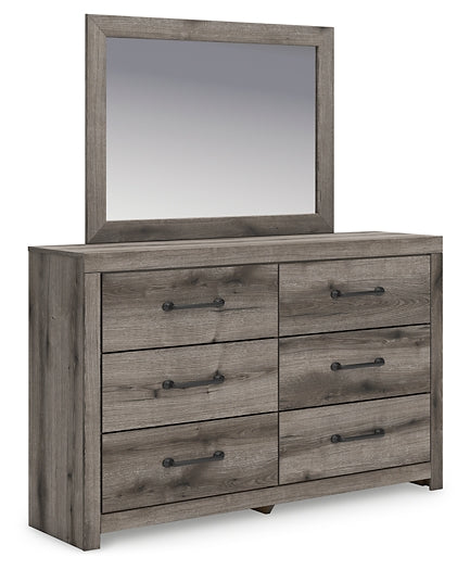 Graystorm Twin Panel Bed with Mirrored Dresser and Nightstand