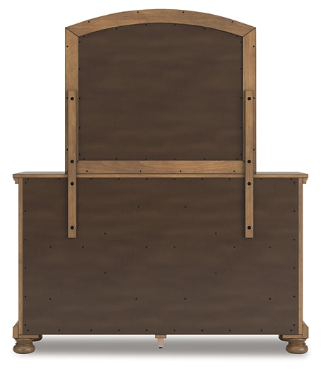 Feddinger California King Storage Sleigh Bed with Mirrored Dresser and Nightstand