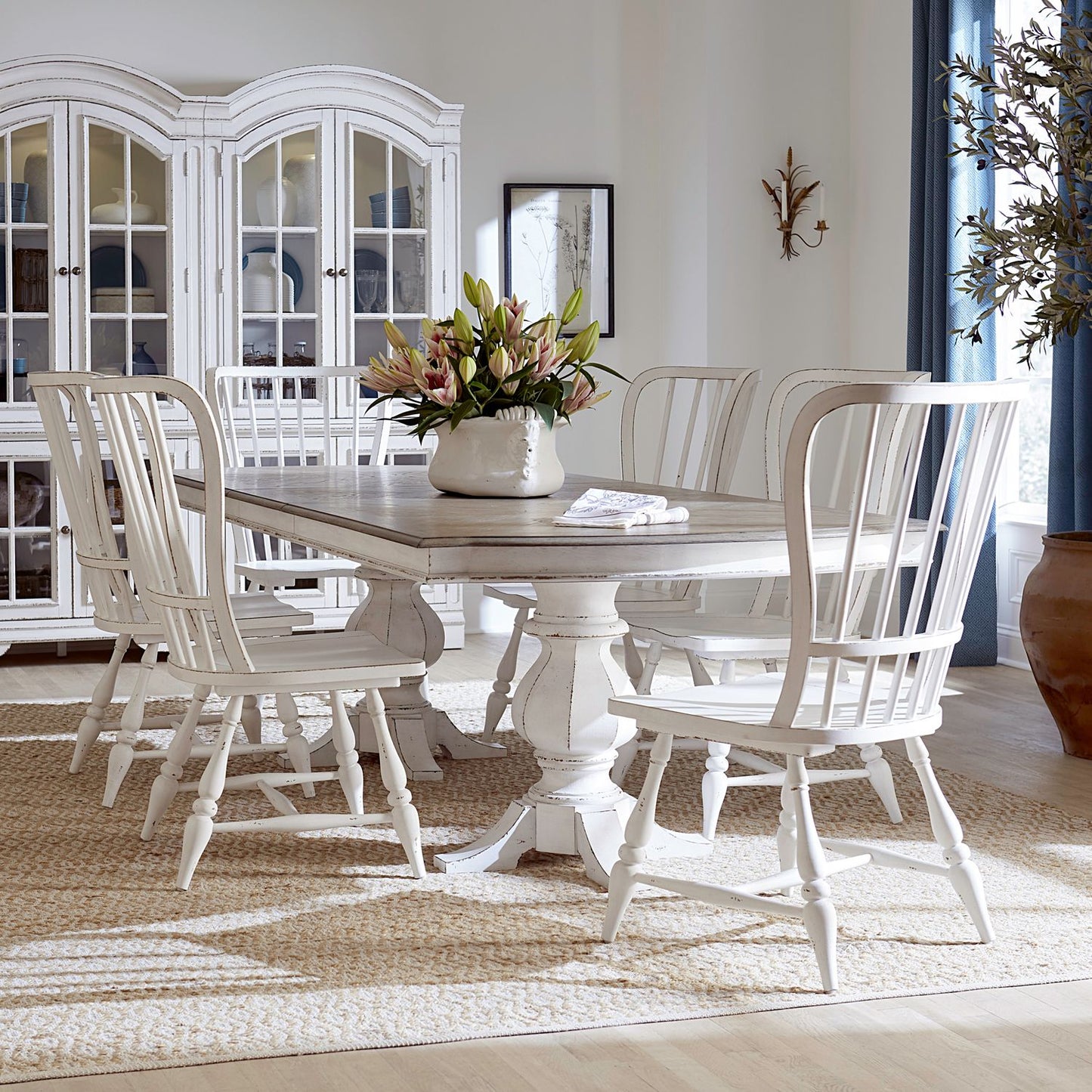7 Piece Double Pedestal Table Set