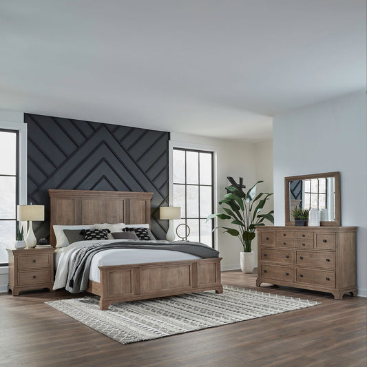 Queen Panel Bed, Dresser & Mirror, Night Stand