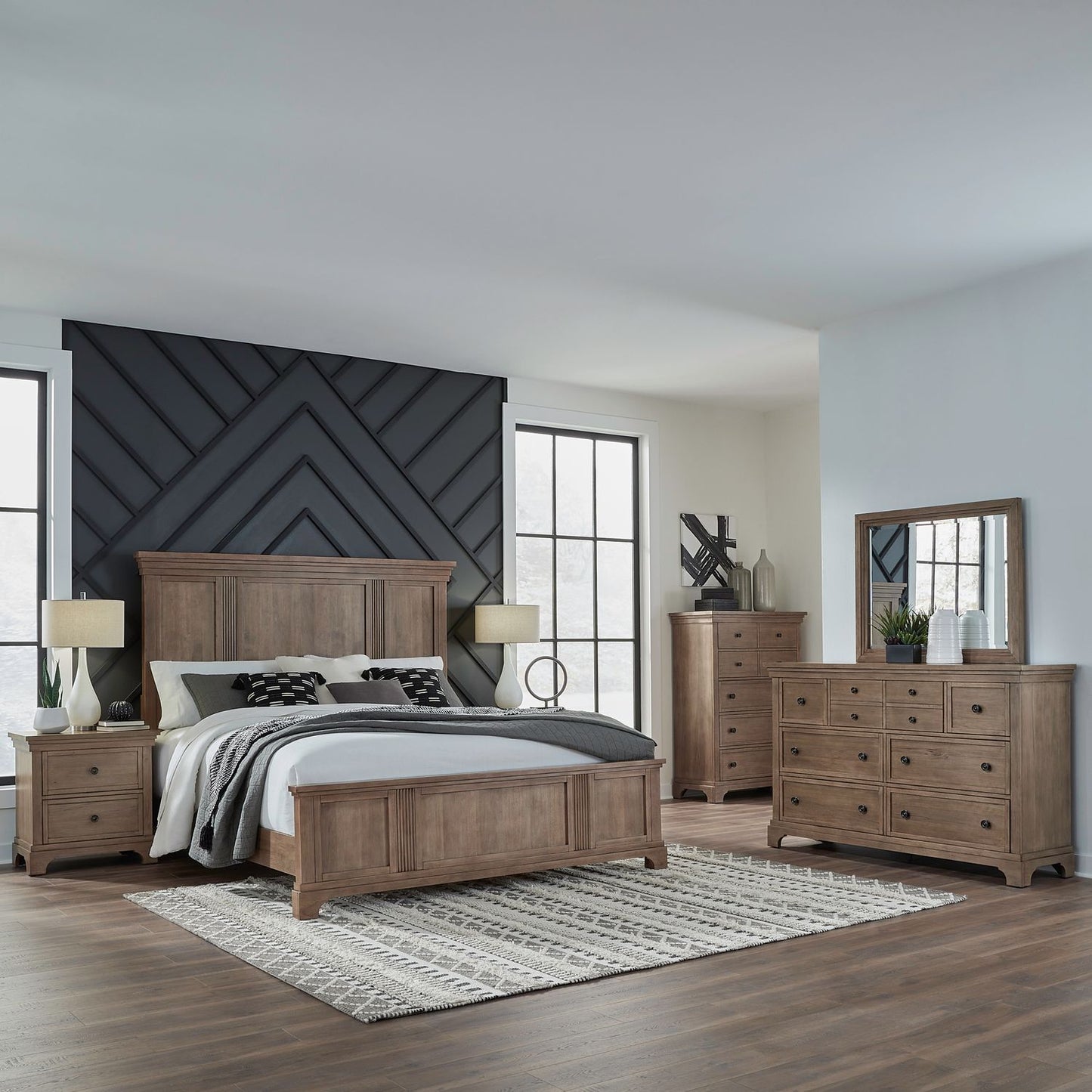 King California Panel Bed, Dresser & Mirror, Chest, Night Stand