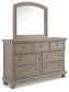 Lettner California King Sleigh Bed with Mirrored Dresser