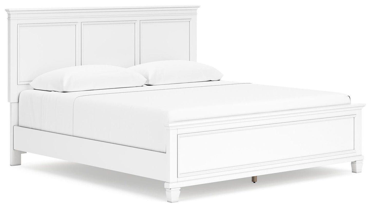 Fortman King Panel Bed with Mirrored Dresser