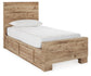 Hyanna Twin Panel Bed with 1 Side Storage, Dresser, Mirror and Nightstand