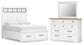 Ashbryn Queen Panel Storage Bed, Dresser and Mirror