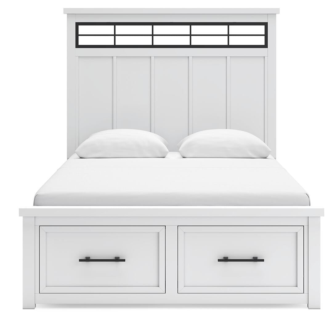 Ashbryn Queen Panel Storage Bed, Dresser, Mirror and Nightstand